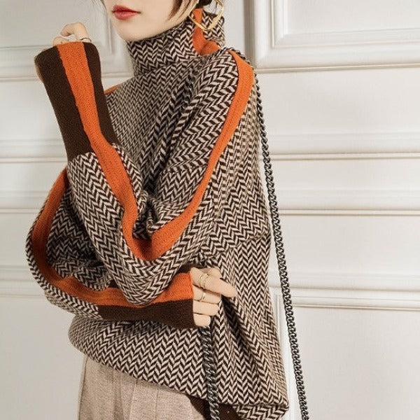 Aureziaa | Marisol – Pull à col roulé à rayures contrastantes