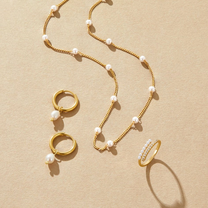 Collier plaqué or avec perle